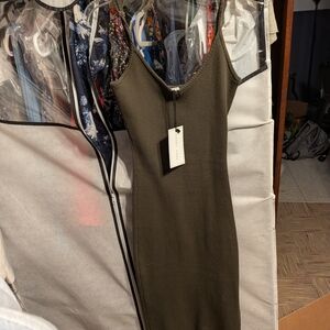 Olive Green Sleeveless Dress Bodycon